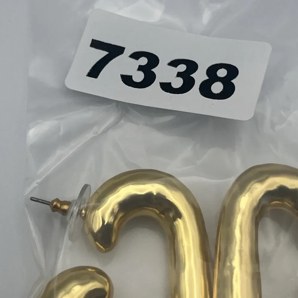 J Crew Heart Hoop Earrings in Shiny Matte Gold Puffy Statement